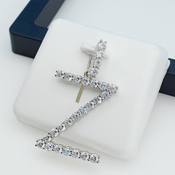 "925 Sterling Silver Cubic Zirconia Initial Pendant, UU1P6A6192 - Picture 5 of 10